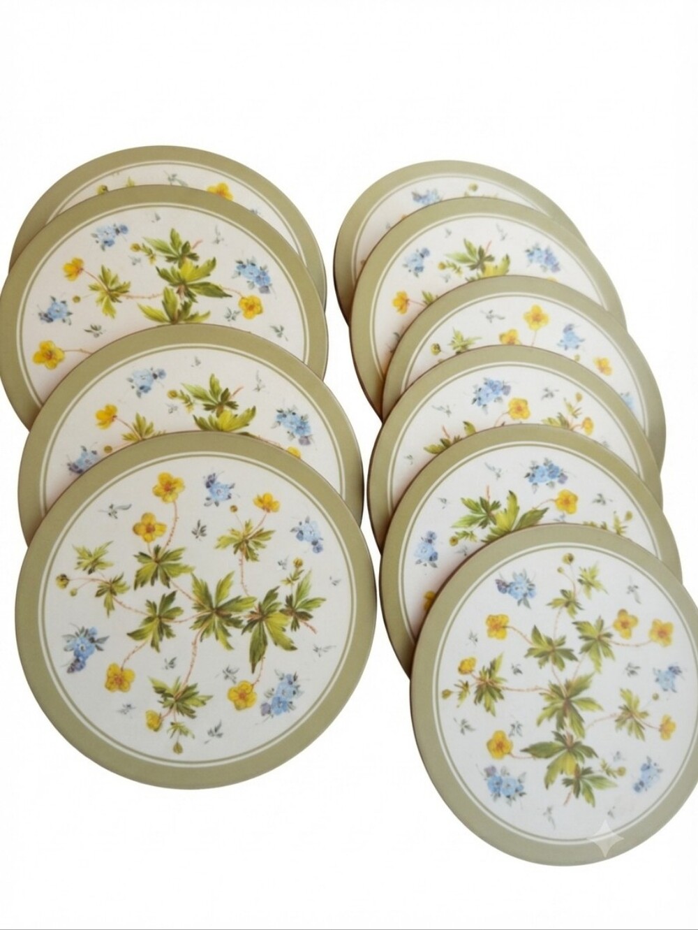 1983 Floral Lace Pimpernel Cork Coasters — Vintage English Tableware 11 Coasters